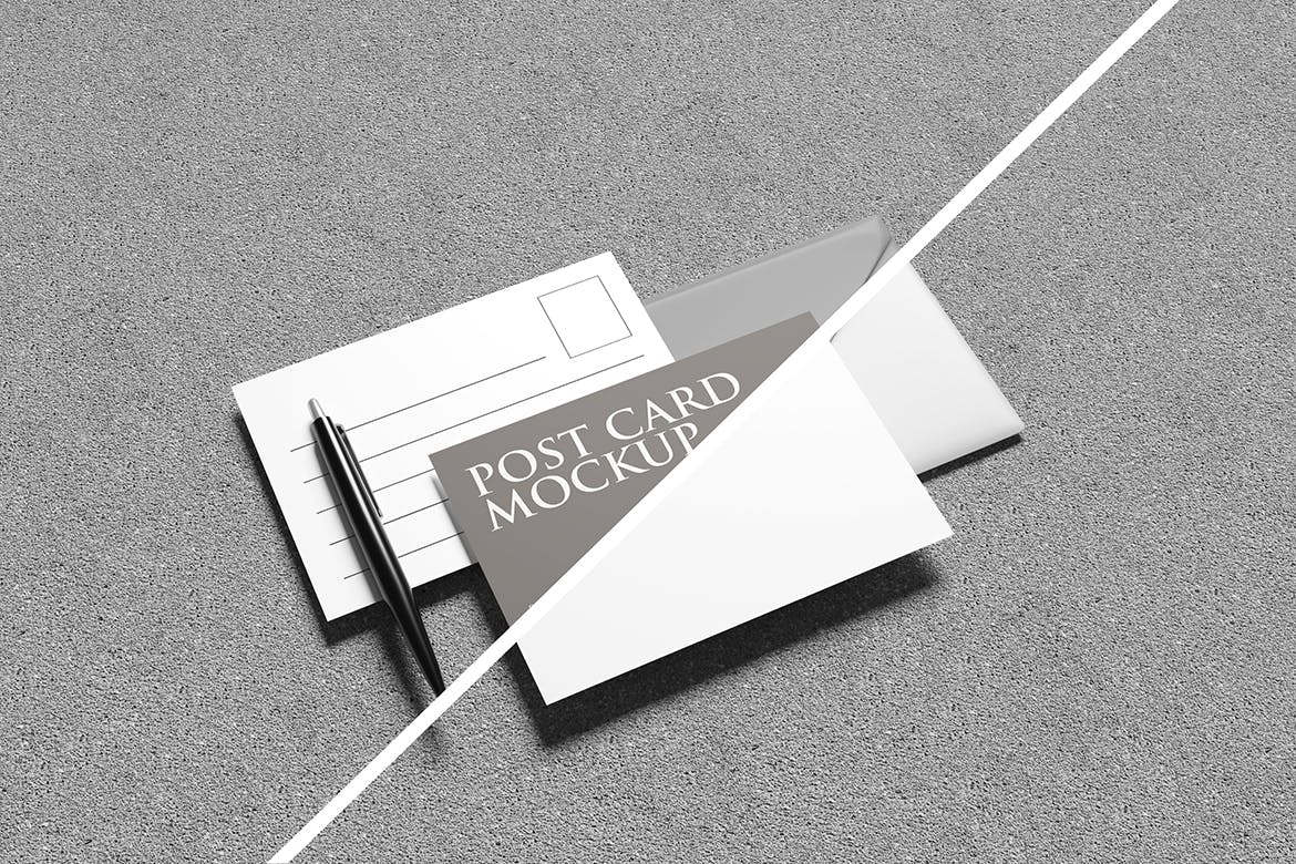 优雅的明信片设计样机模板 Elegant Post Card Mockup