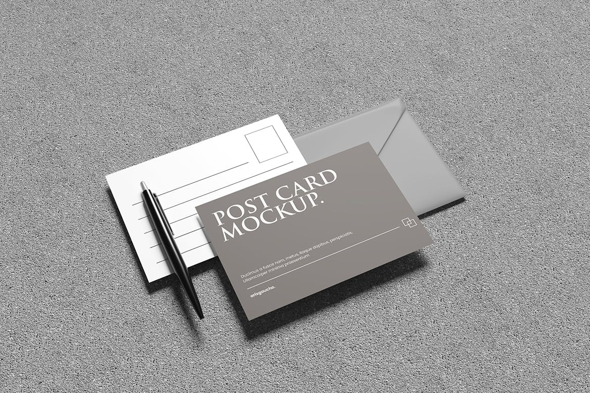 优雅的明信片设计样机模板 Elegant Post Card Mockup