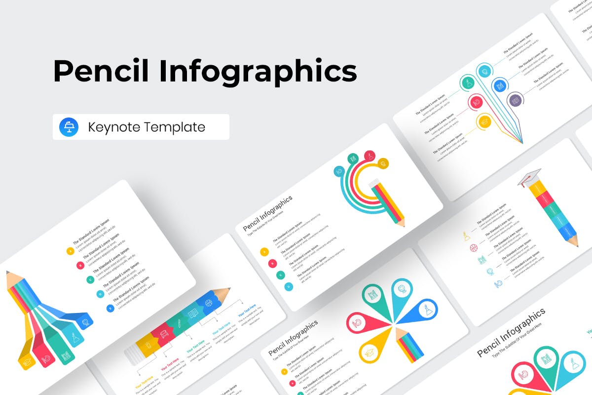 铅笔信息图表Keynote模板下载 Pencil Infographics Keynote Template