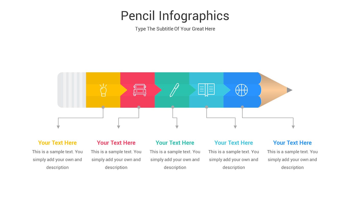 铅笔信息图表Keynote模板下载 Pencil Infographics Keynote Template