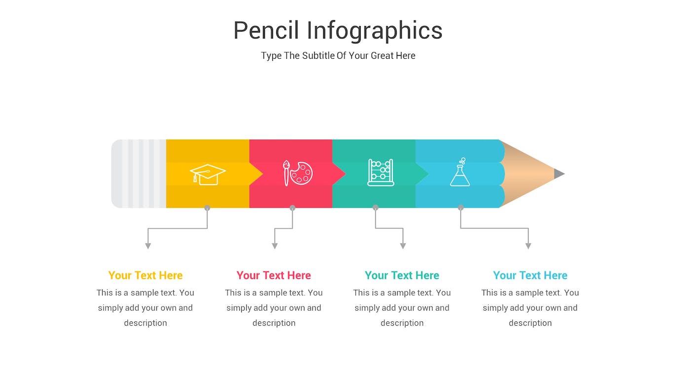 铅笔信息图表Keynote模板下载 Pencil Infographics Keynote Template