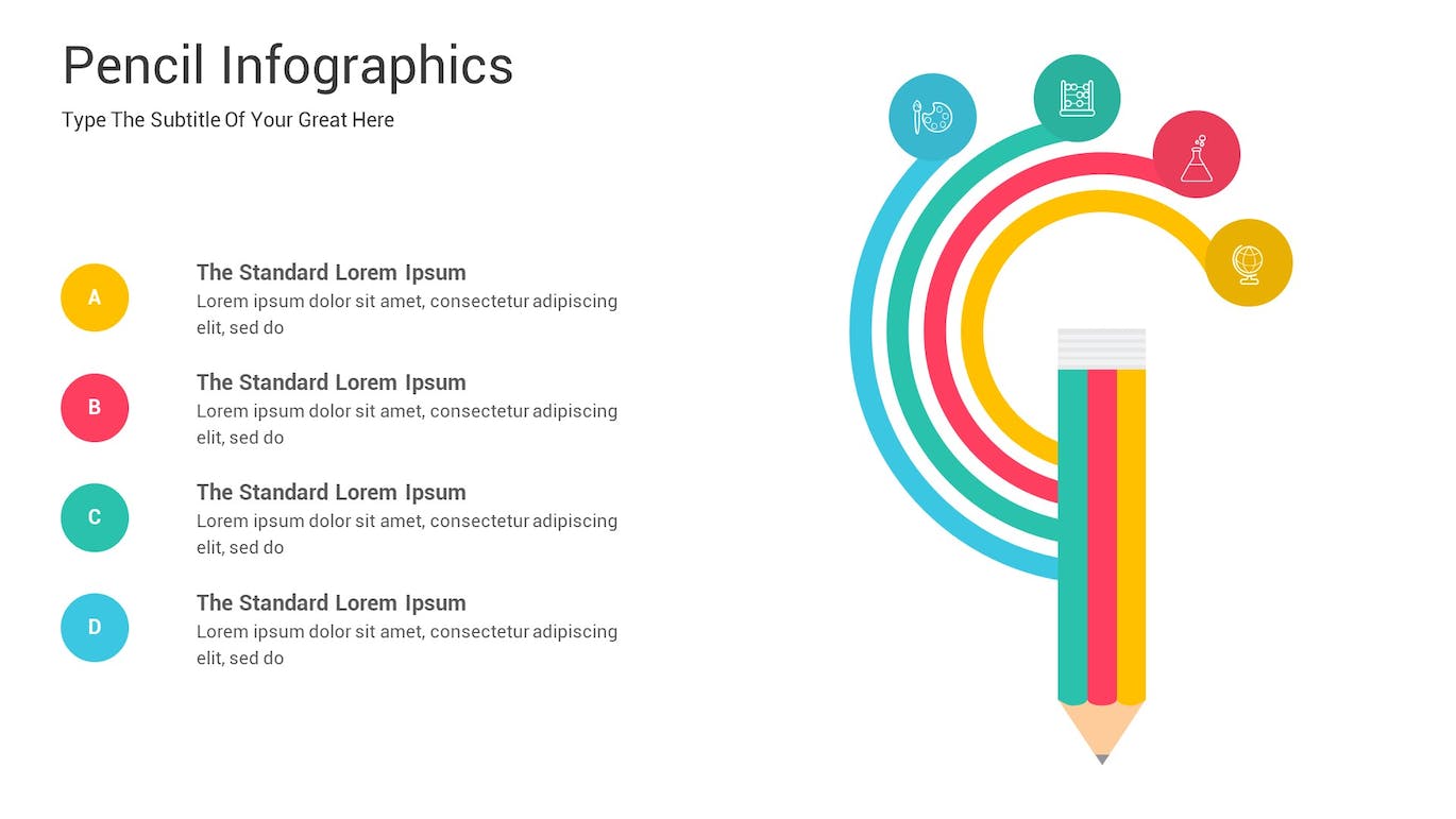 铅笔信息图表Keynote模板下载 Pencil Infographics Keynote Template