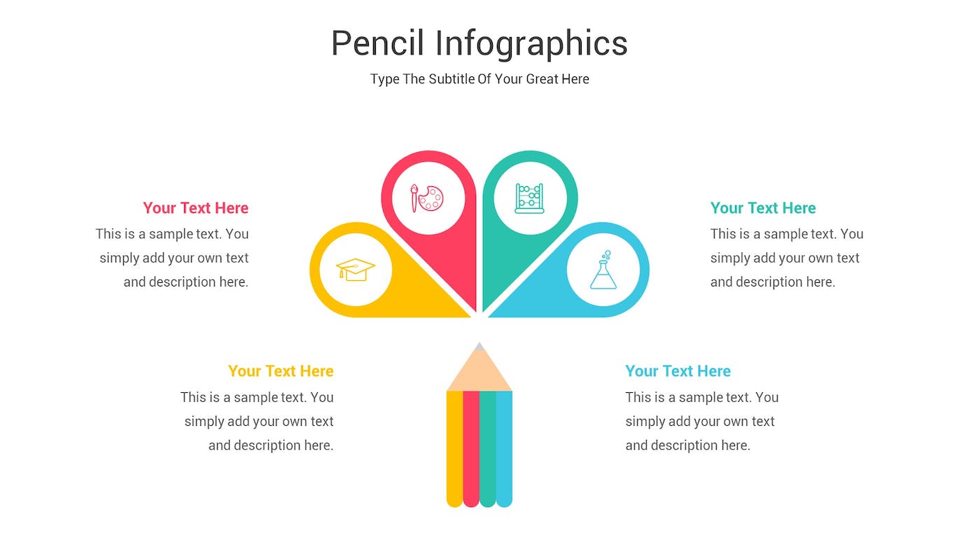 铅笔信息图表Keynote模板下载 Pencil Infographics Keynote Template