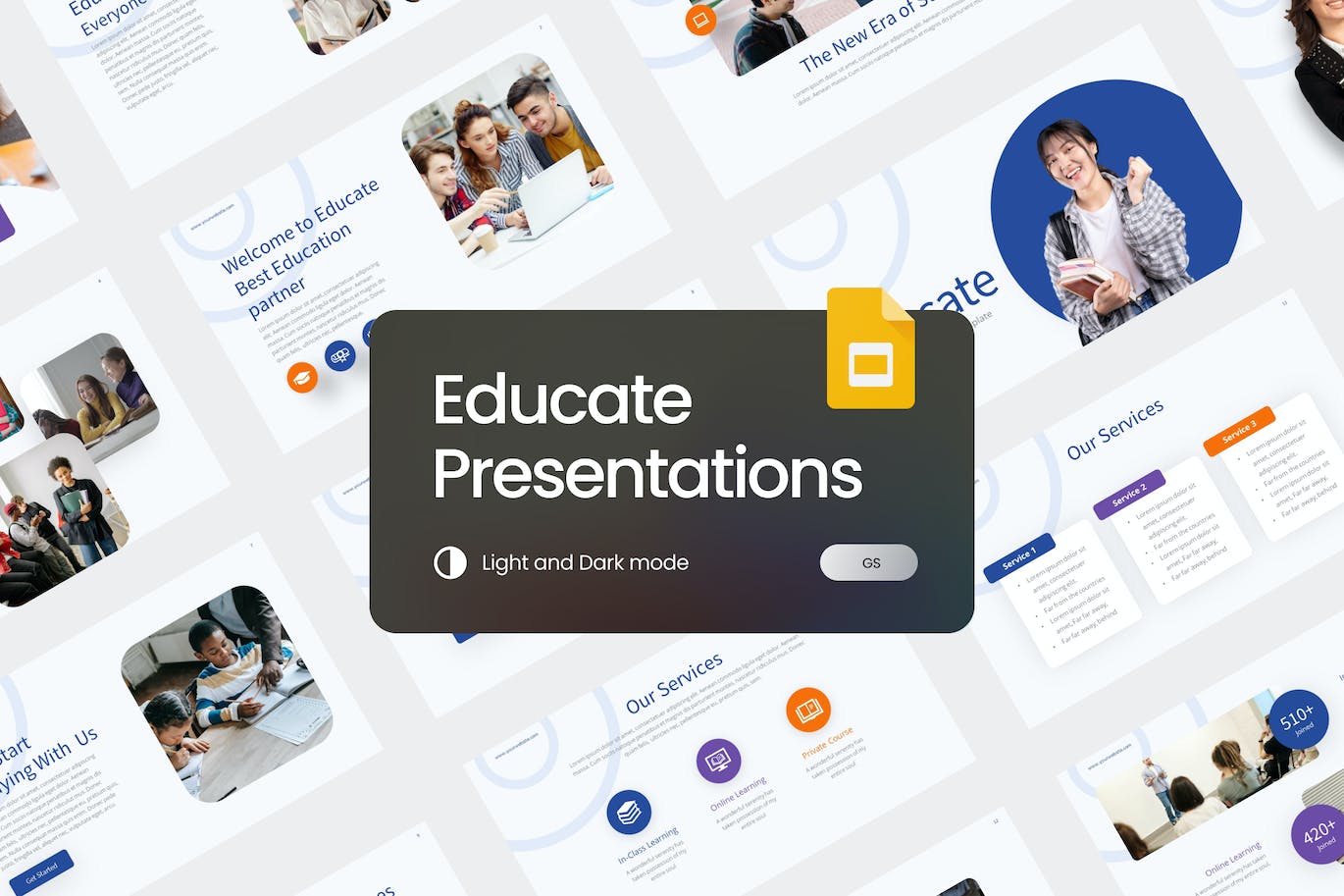 教学教育谷歌幻灯片设计模板  Educate Education Google Slides Template