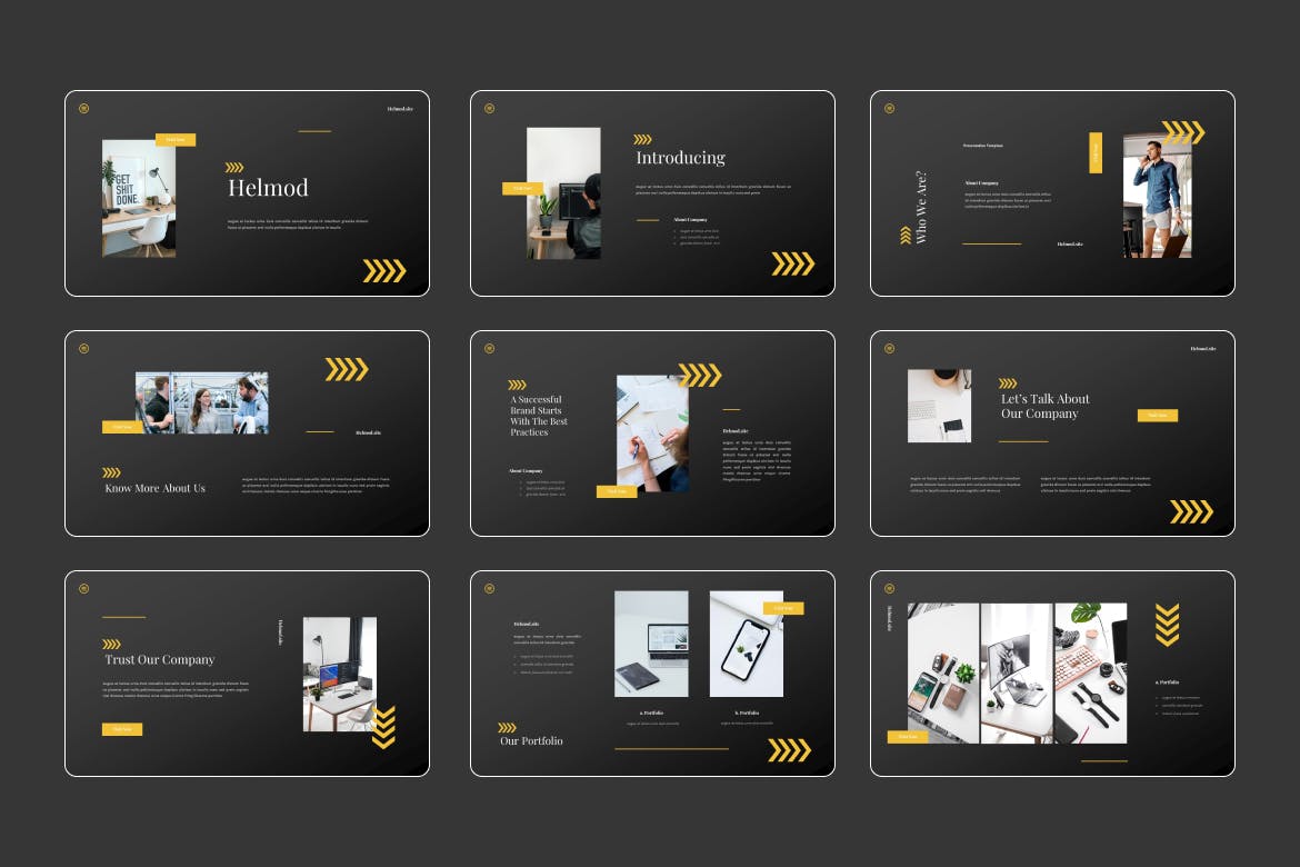 现代暗黑配色方案Keynote创意模板 Helmod &#8211; Modern Dark Theme Keynote