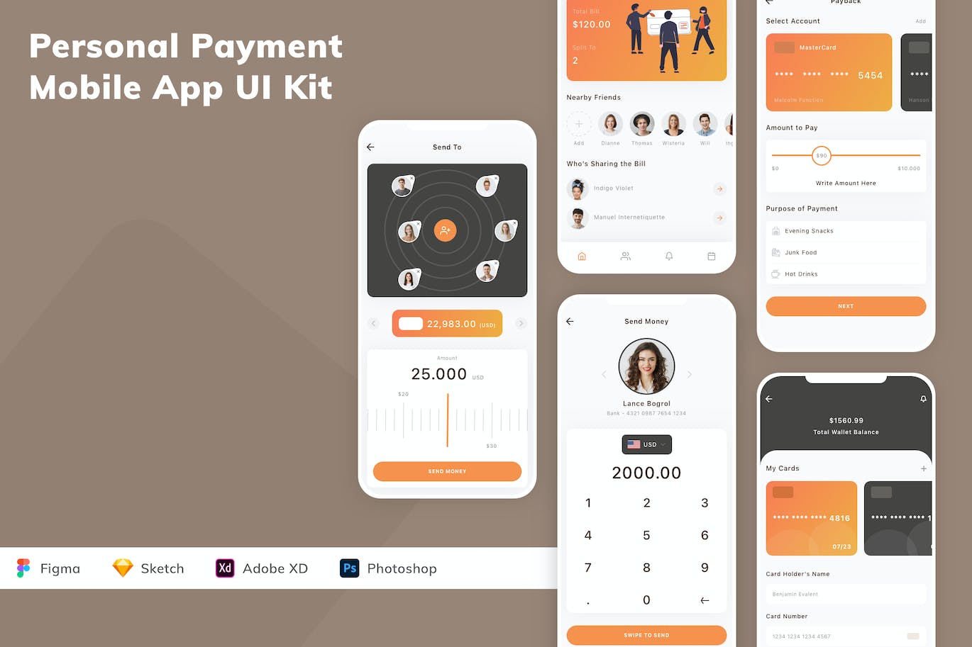 个人付款移动应用UI设计套件 Personal Payment Mobile App UI Kit