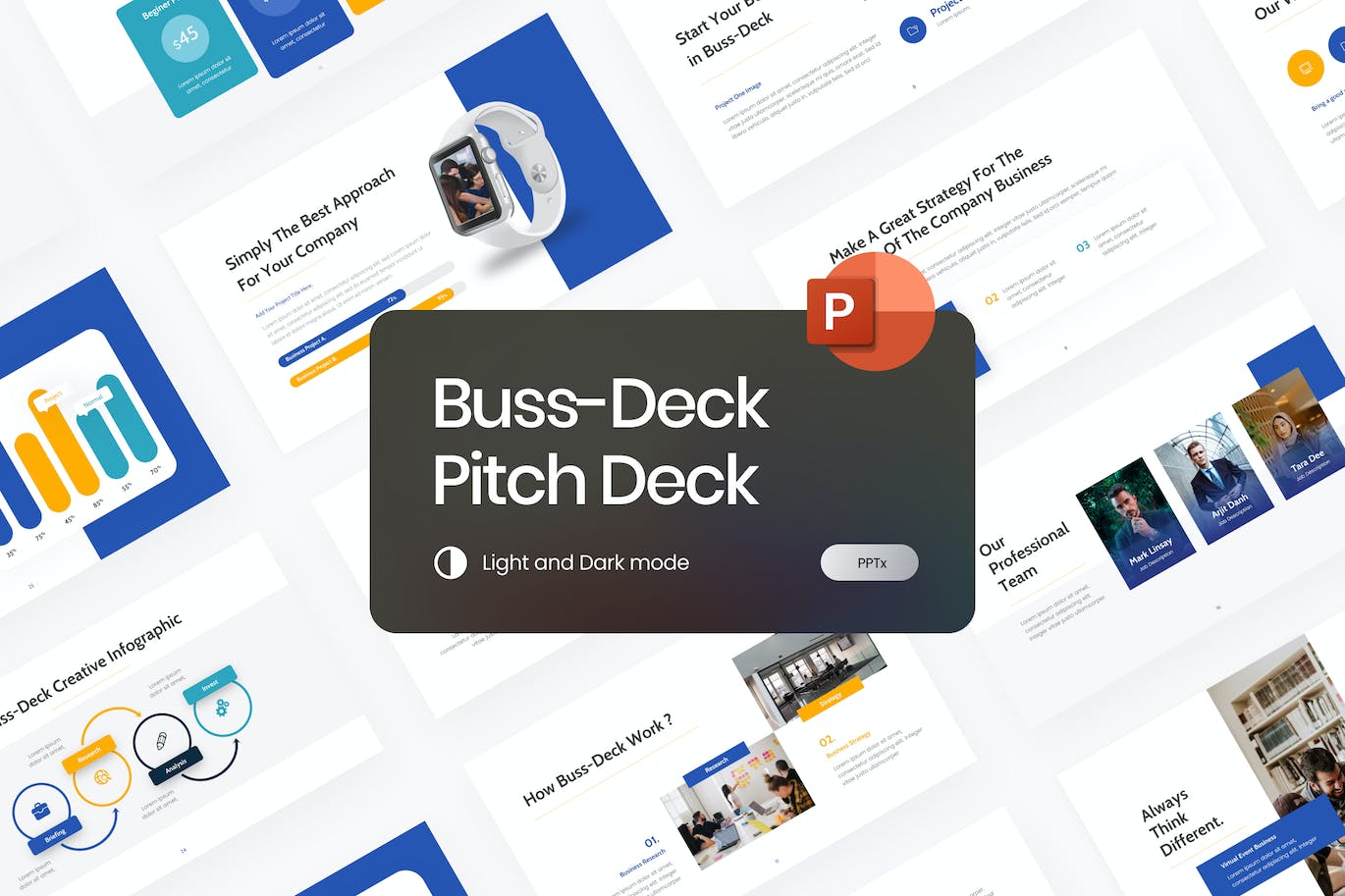 现代风格项目推介PPT模板 Buss-Deck Modern Pitch Deck PowerPoint Template