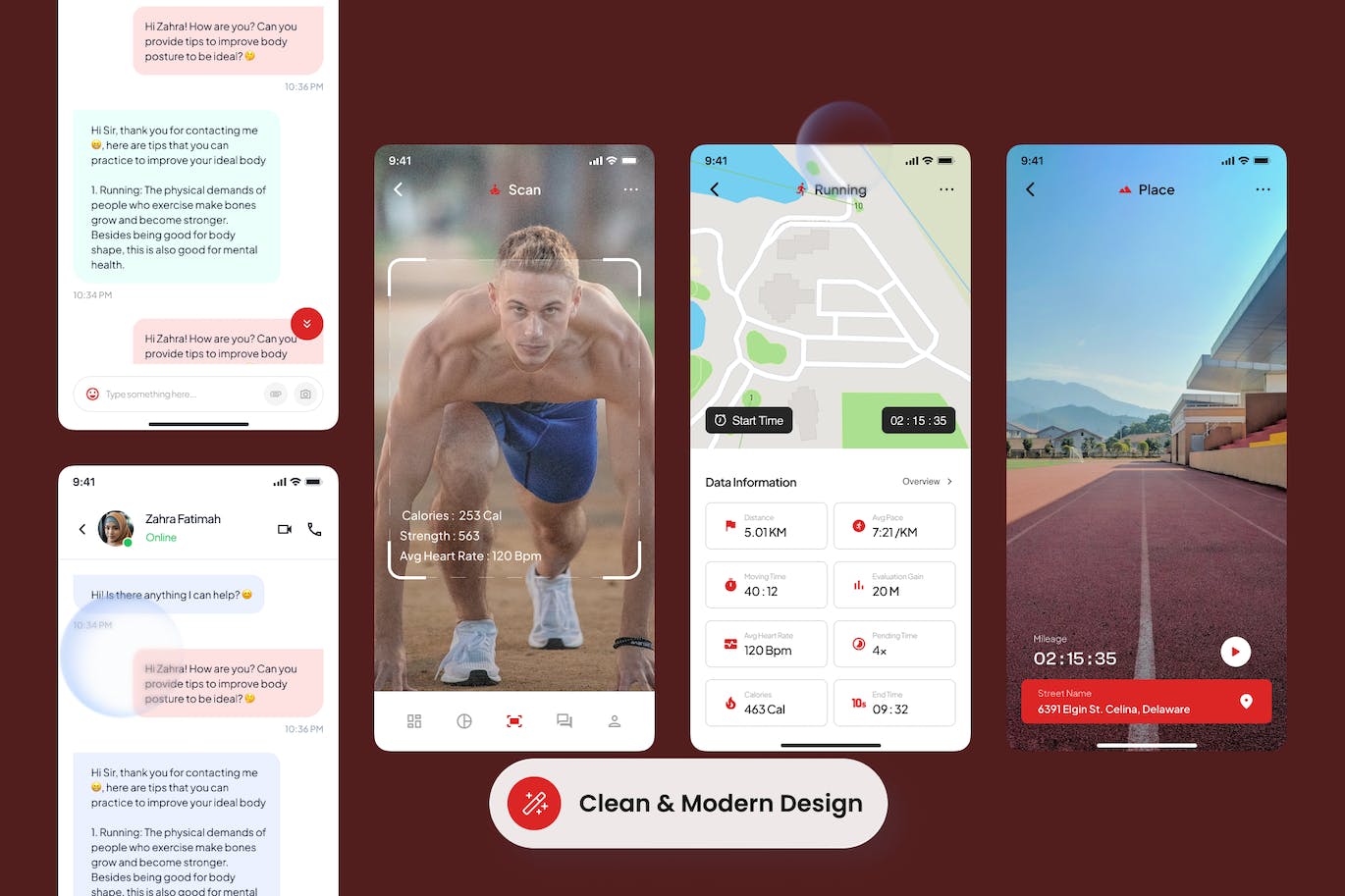 健身跑步追踪器统计应用UI套件 Run it &#8211; Fitness Run Tracker Statistic App UI Kit