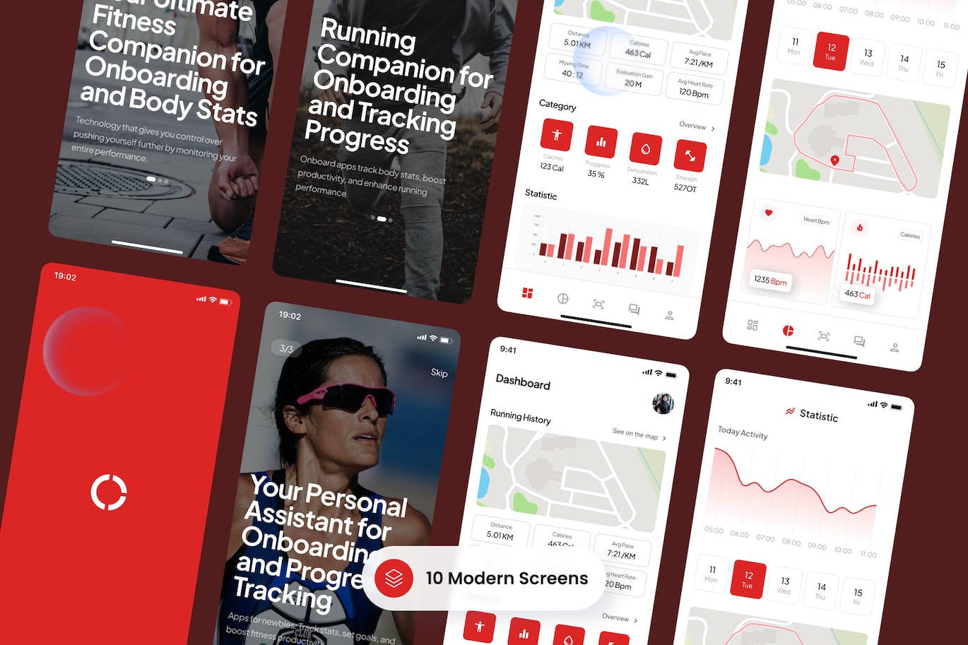 健身跑步追踪器统计应用UI套件 Run it &#8211; Fitness Run Tracker Statistic App UI Kit