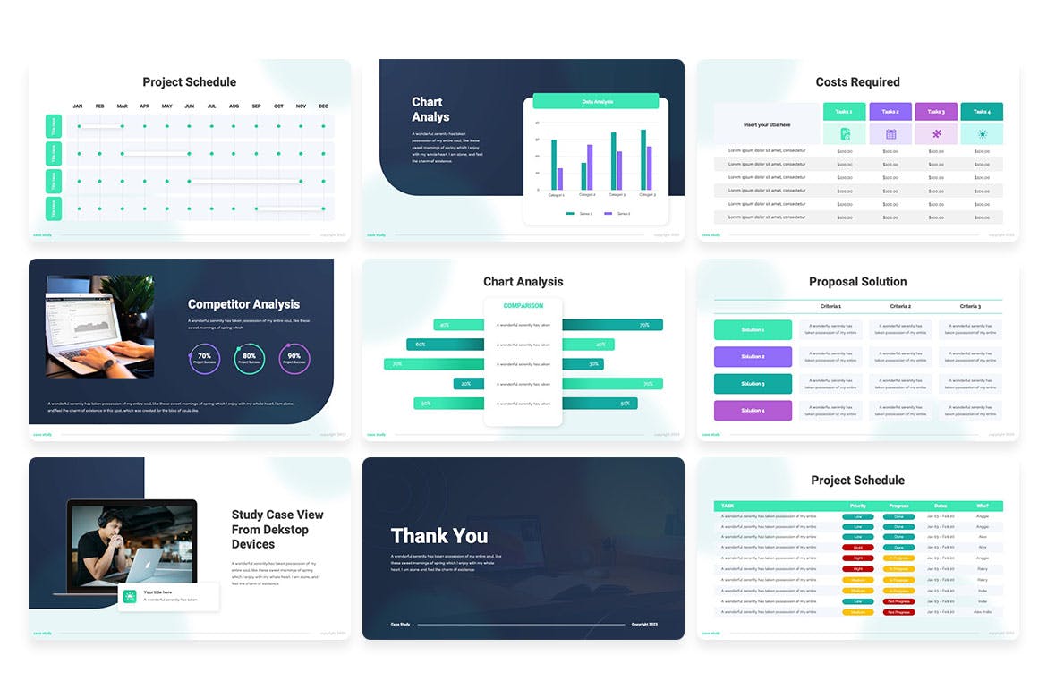 工作研究案例Keynote幻灯片模板 Study Case Keynote Template