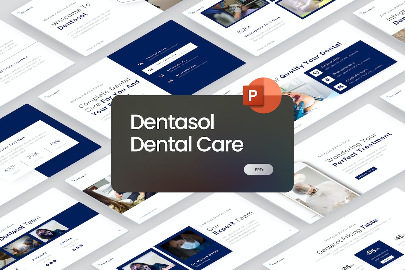 牙科健康护理PowerPoint演示文稿模板 Dentasol Dental Care PowerPoint Template