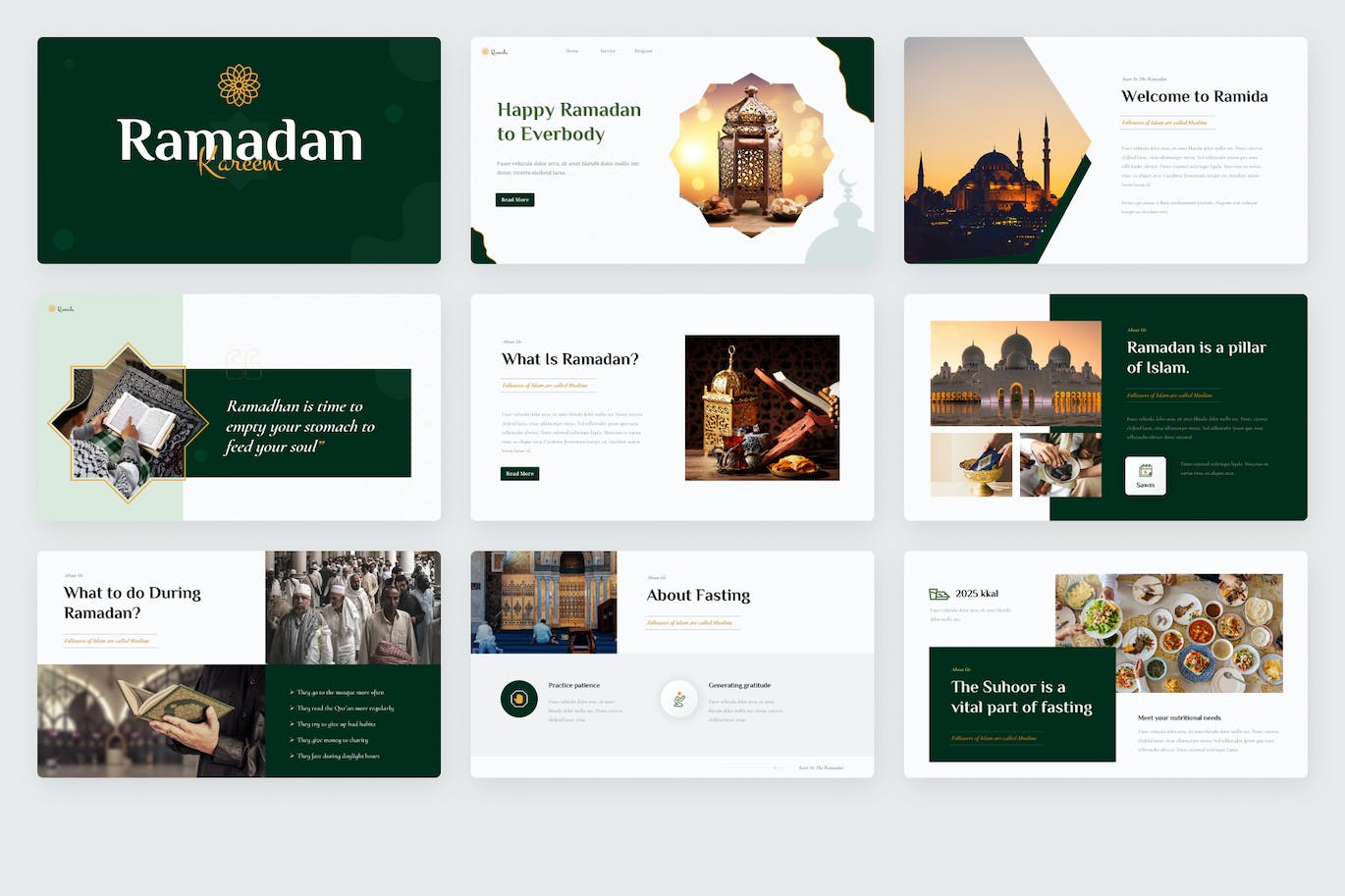 斋月文化主题PPT创意模板 Ramida &#8211; Ramadan Kareem Powerpoint Template