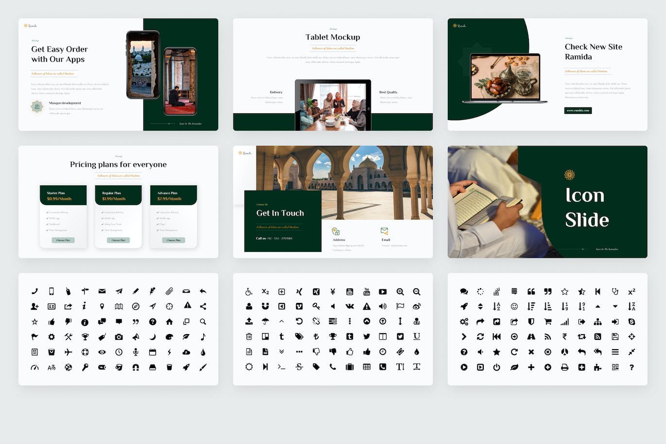 斋月文化主题PPT创意模板 Ramida &#8211; Ramadan Kareem Powerpoint Template