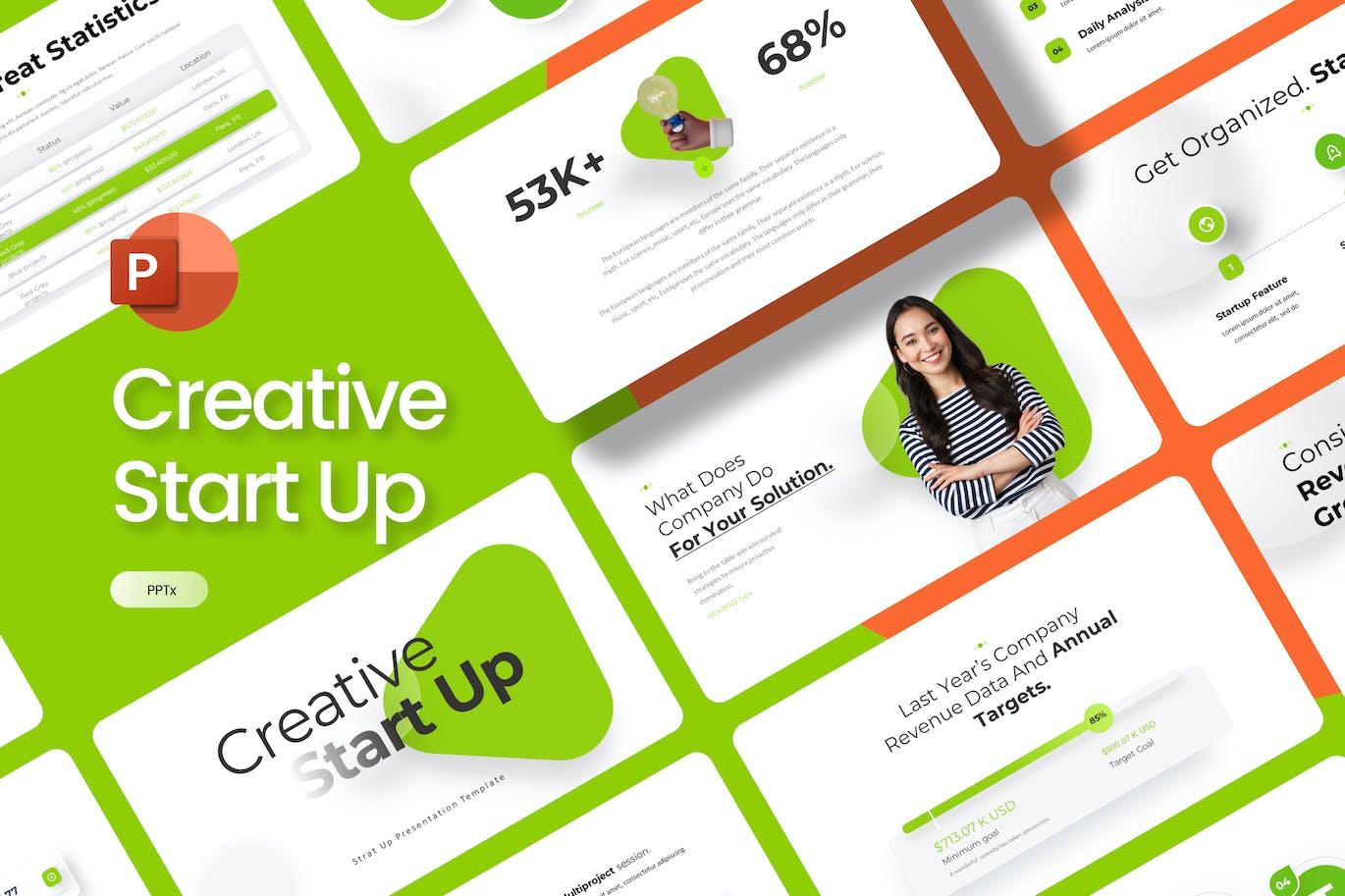 初创企业项目宣传PowerPoint演示模板 Creative Startup PowerPoint Template