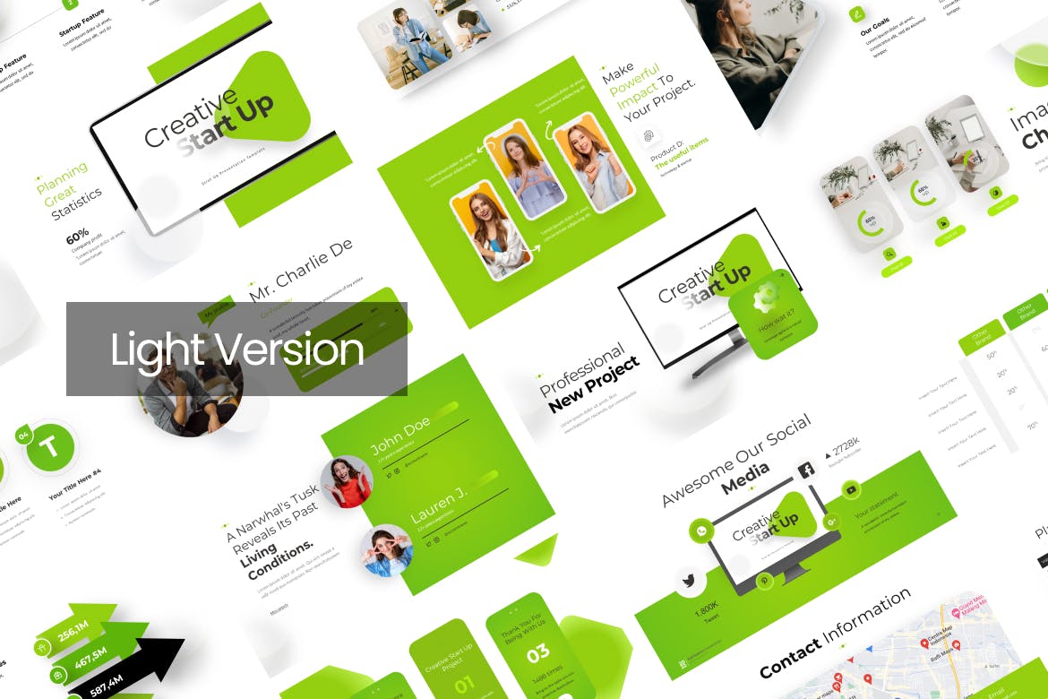 初创企业项目宣传PowerPoint演示模板 Creative Startup PowerPoint Template