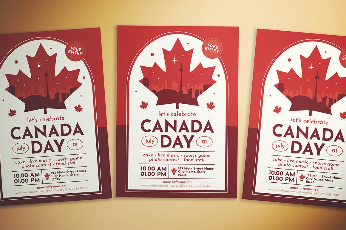 加拿大国庆日宣传单模板 Canada Day Flyer