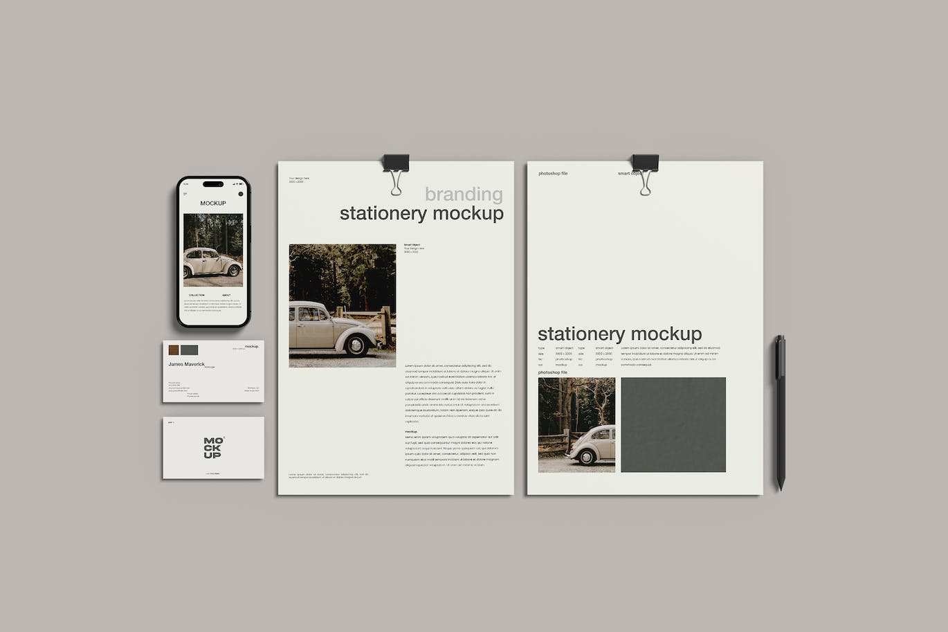 优雅的文具品牌设计样机 Elegant Stationery Branding Mockup