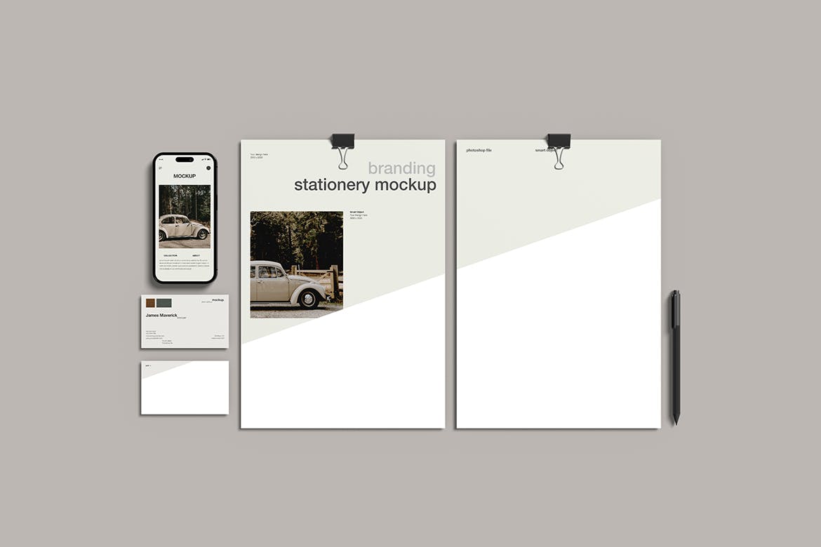 优雅的文具品牌设计样机 Elegant Stationery Branding Mockup