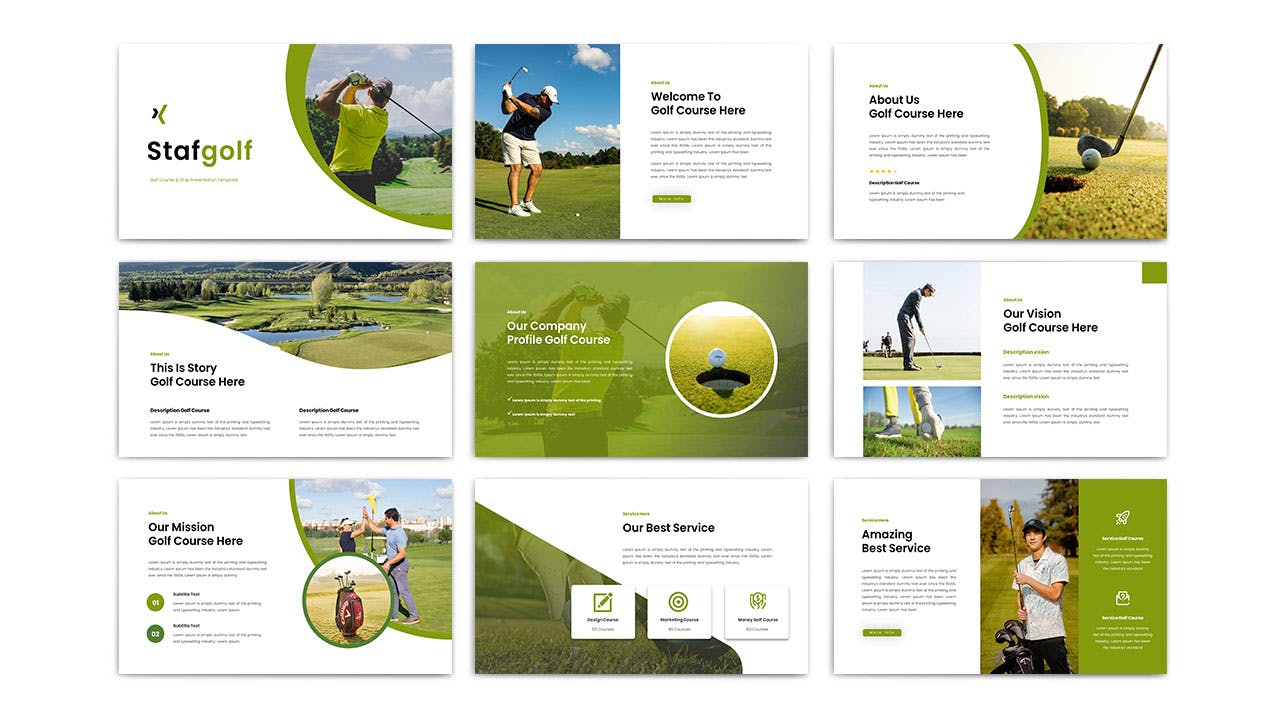 高尔夫运动宣传Powerpoint模板 STAFGOLF Powerpoint Template