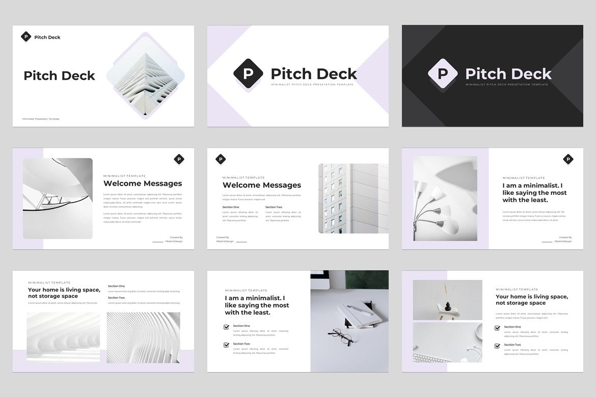 白色极简幻灯片演示PPT模板 Pitch Deck Powerpoint Template