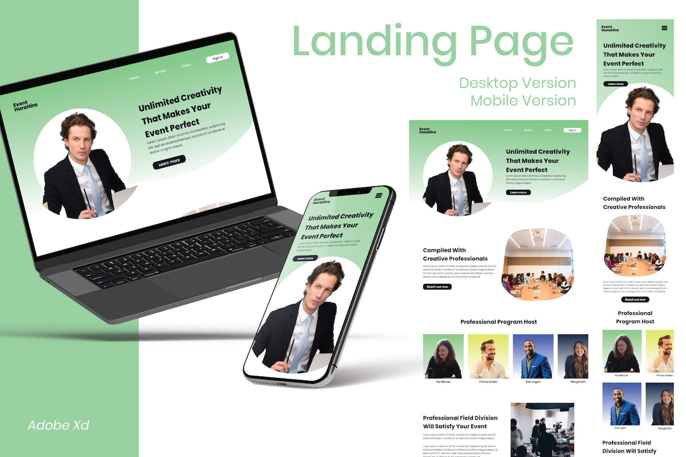 活动业务网站响应式设计着陆页主页模板 Event Business Landing Page