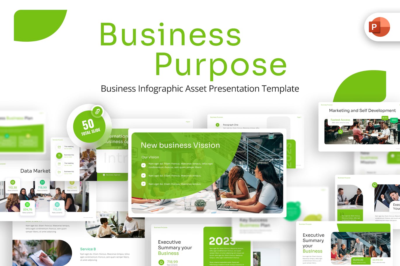 商业项目信息图表Powerpoint模板下载 Business Purpose Infographic PowerPoint Template