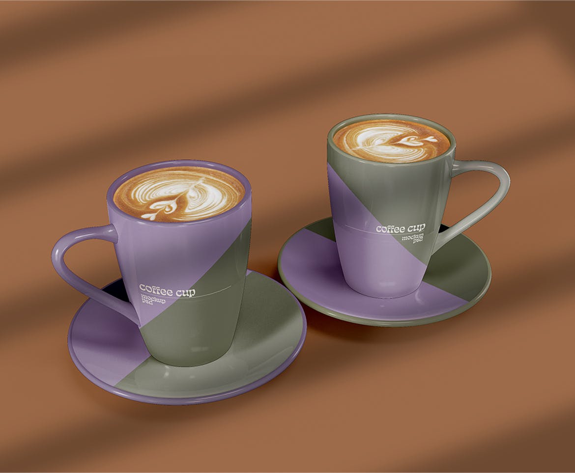 托盘咖啡杯马克杯样机图psd模板 Ceramic Mugs Mockup