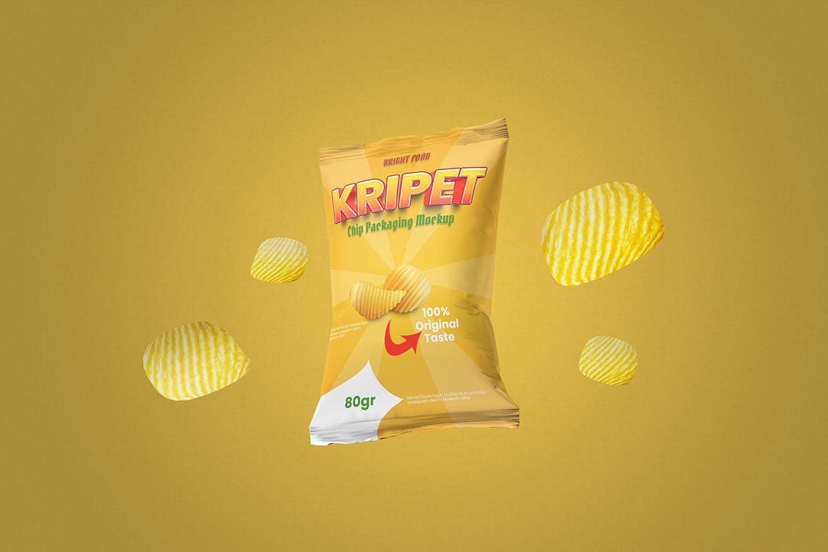 薯片食品包装样机图psd模板 Chips Packaging Mockup