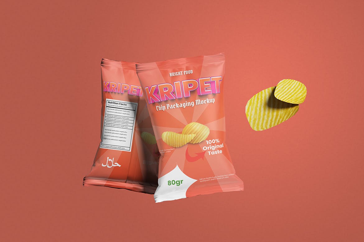 薯片食品包装样机图psd模板 Chips Packaging Mockup