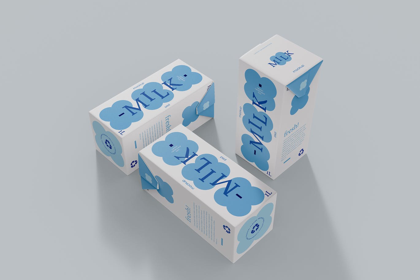 牛奶盒包装设计样机图psd模板 Milk Carton Boxes Mockup