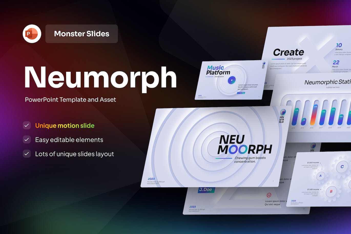 拟物化创意PPT幻灯片模板下载 Neumorph Creative PowerPoint Template