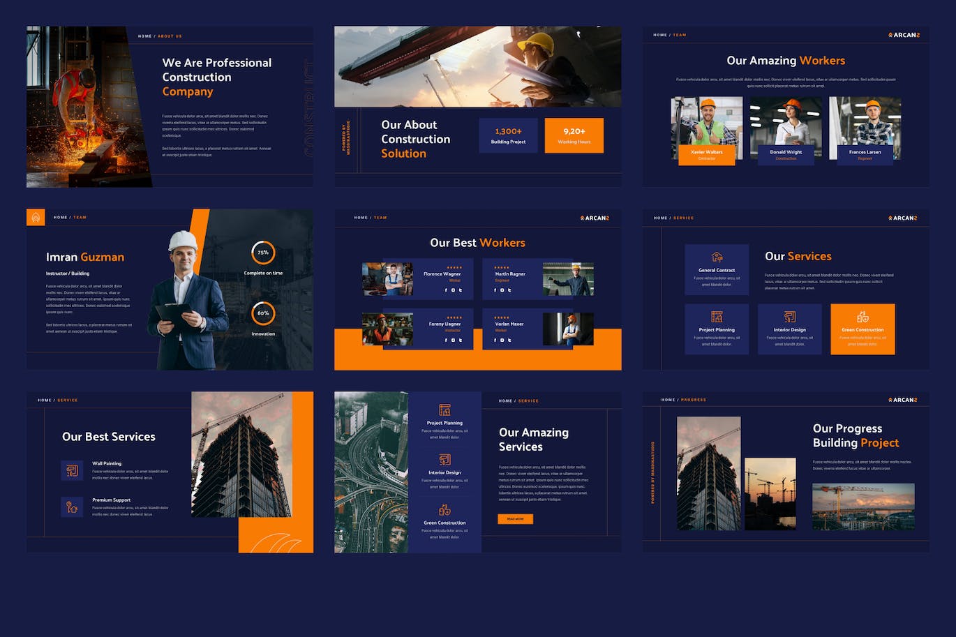 施工代理机构PPT设计模板 ARCANS &#8211; Construction Agency Powerpoint Template