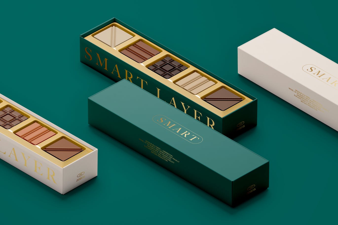 长矩形巧克力礼品盒子样机图psd模板 Chocolate Box Mockup