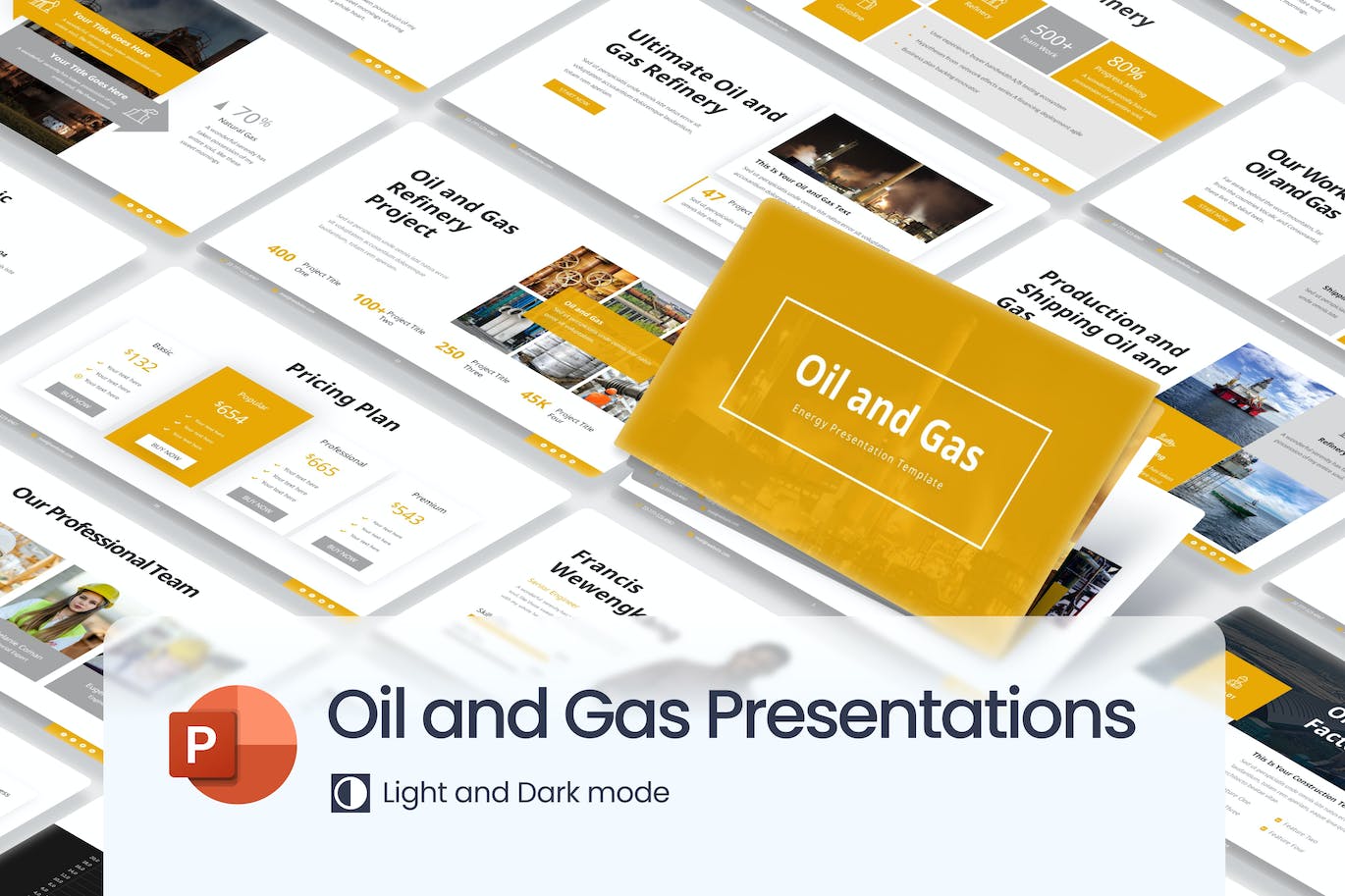 石油和天然气能源PPT演示幻灯片模板  Oil and Gas Energy PowerPoint Template