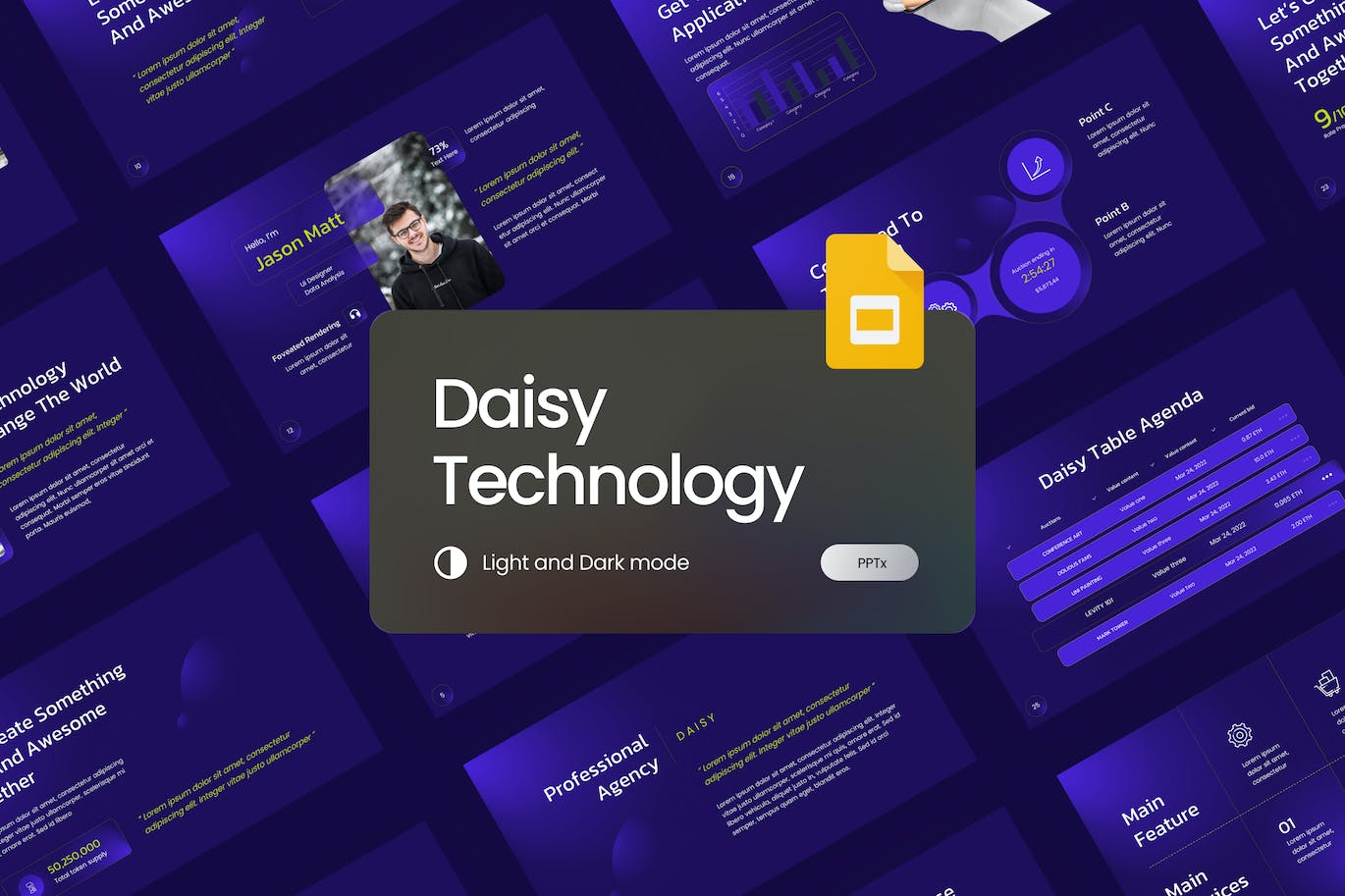 未来主义技术科技谷歌幻灯片模板 Daisy Futuristic Technology Google Slides Template