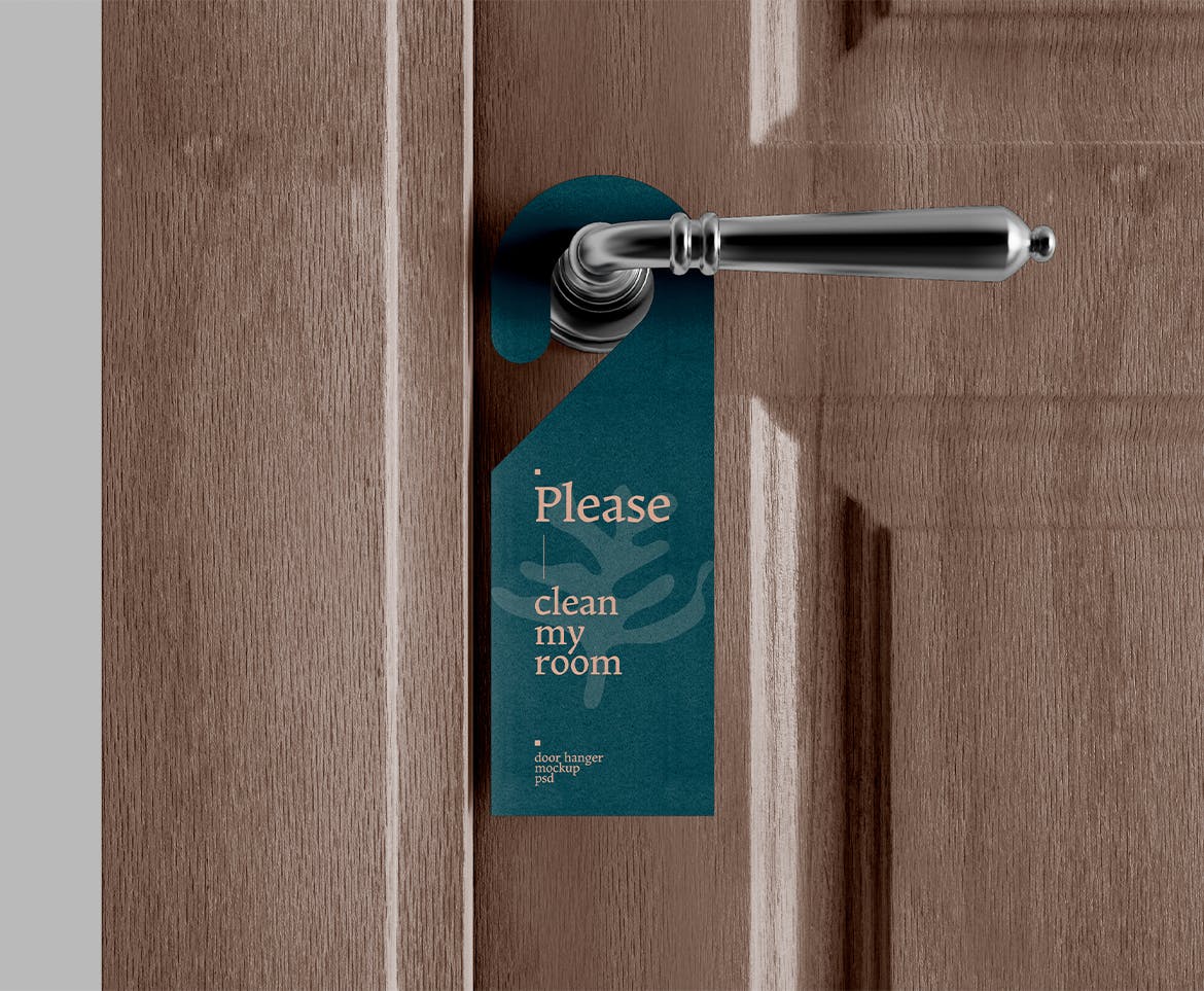 酒店门挂标签设计样机图psd模板 Hotel Door Hanger Mockup