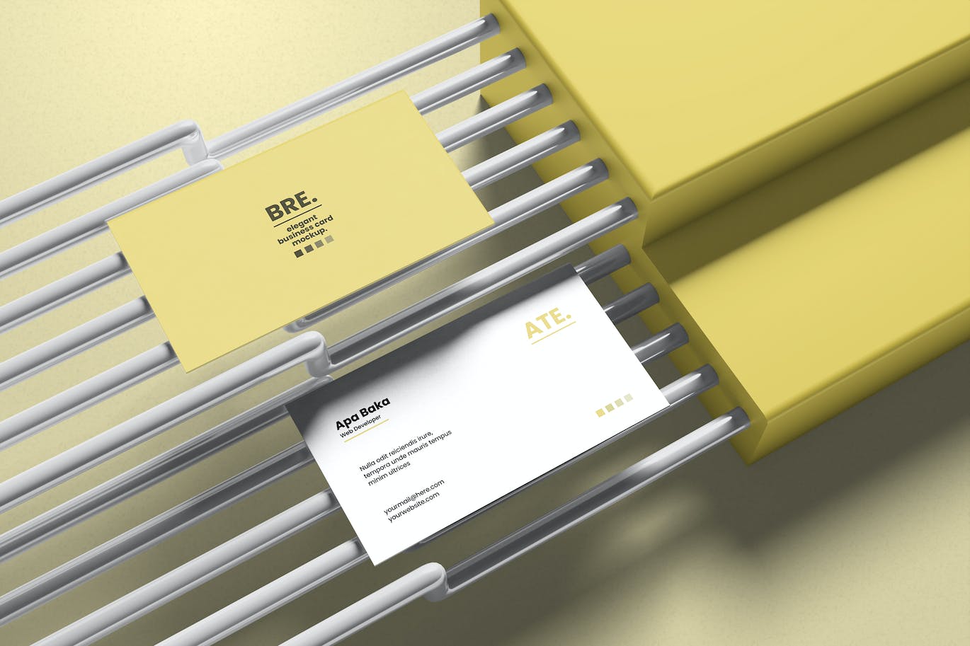 优雅圆管场景名片展示样机psd模板 Elegant Business Card Mockup V3