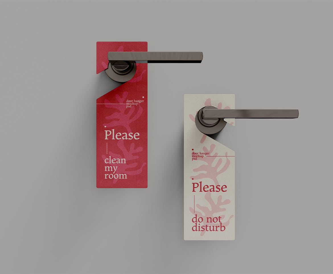 门挂门把手标签广告样机图psd模板 Door Hanger Mockup