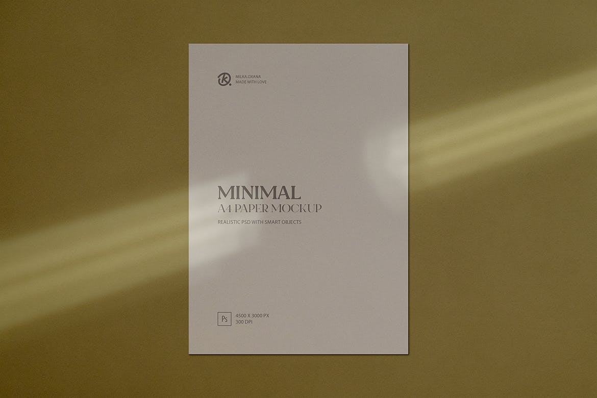 极简的A4文件纸张样机图psd模板 Minimal A4 Paper Mockup