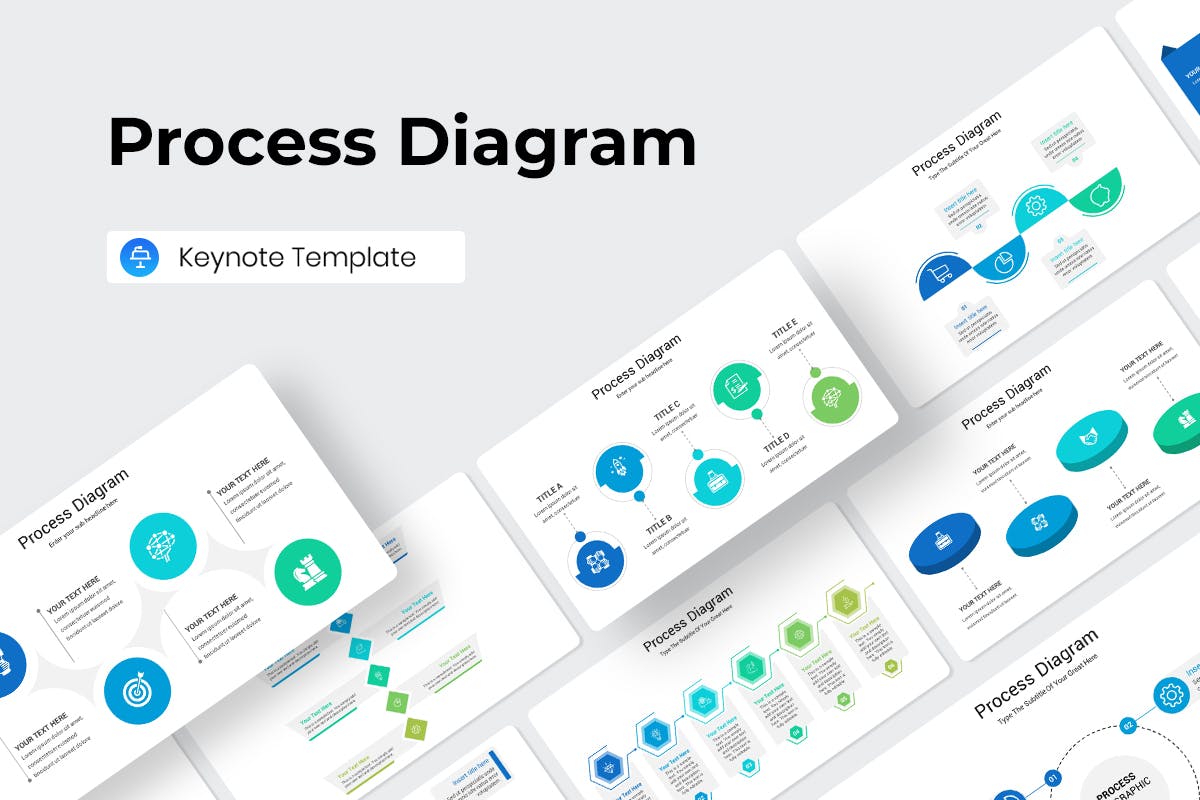 处理流程图Keynote幻灯片演示模板 Process Diagram Keynote Template