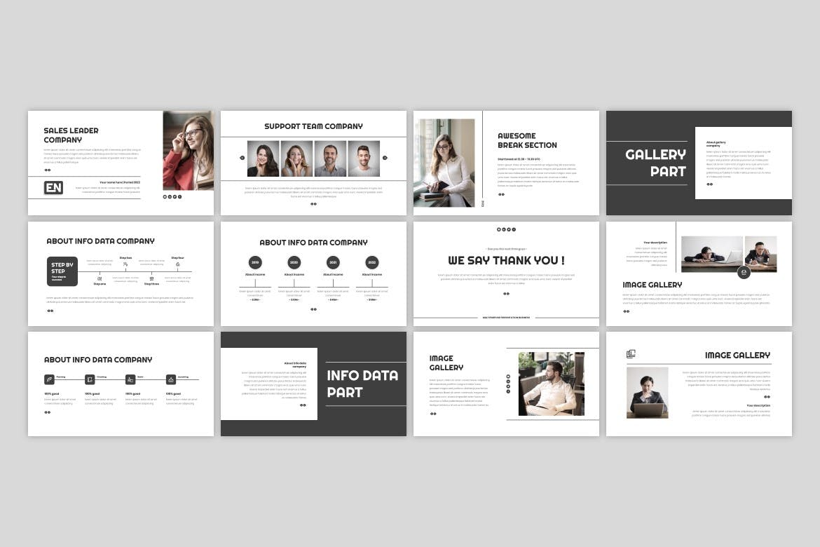 黑白排版设计Keynote幻灯片演示文稿模板 Menaks &#8211; Multipurpose Keynote Template