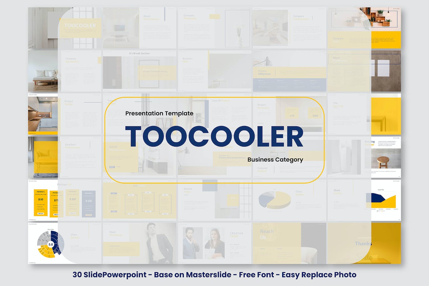 装修公司作品展示PowerPoint演示模板 Toocooler Presentation Template