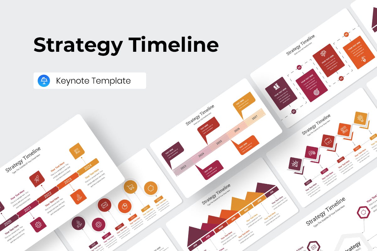 战略时间轴Keynote幻灯片设计模板 Strategy Timeline Keynote Template