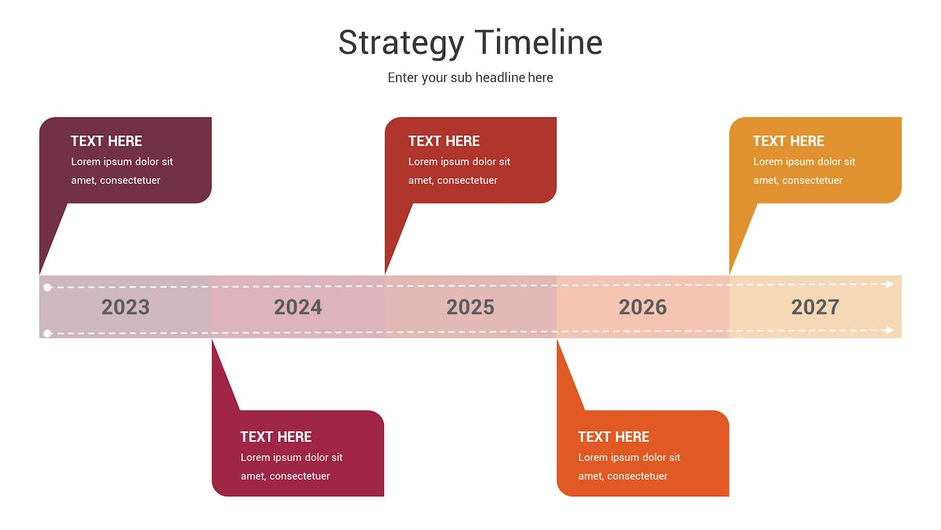 战略时间轴Keynote幻灯片设计模板 Strategy Timeline Keynote Template