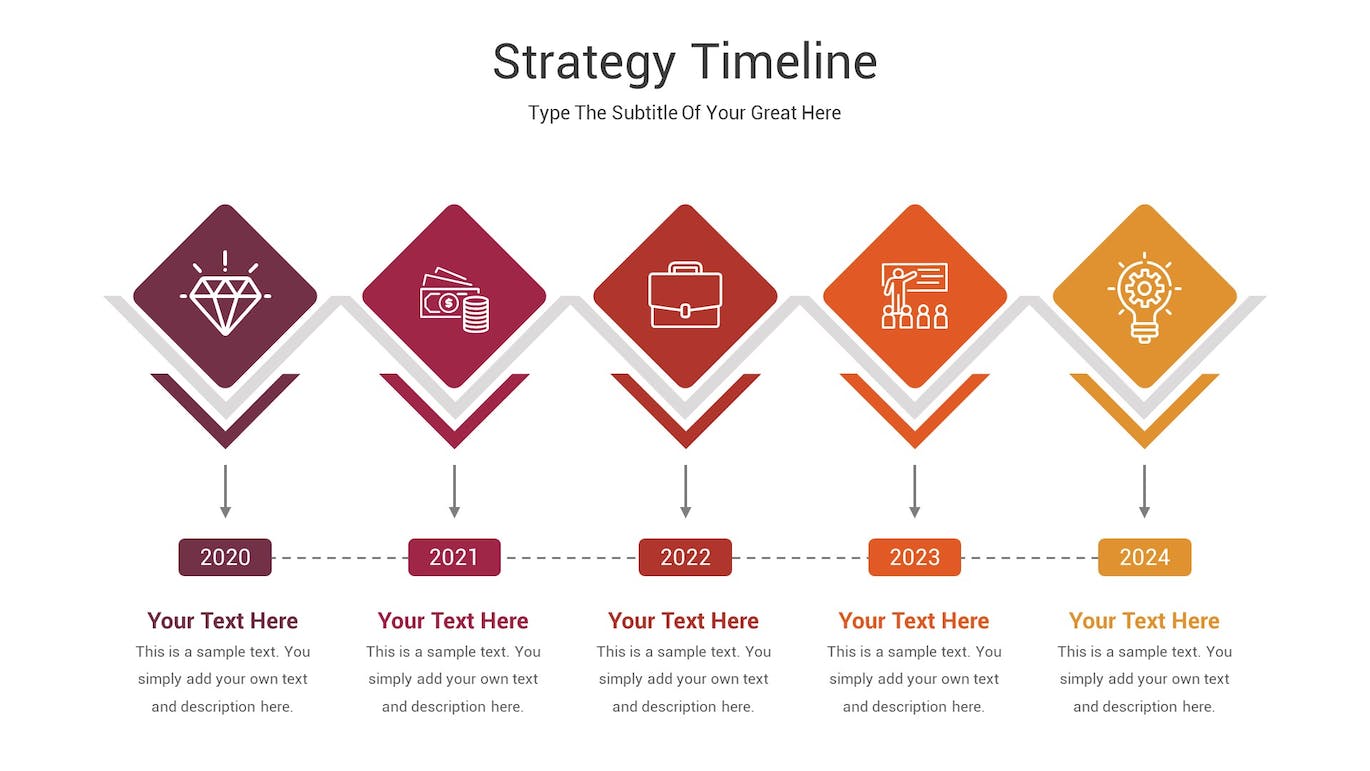 战略时间轴Keynote幻灯片设计模板 Strategy Timeline Keynote Template