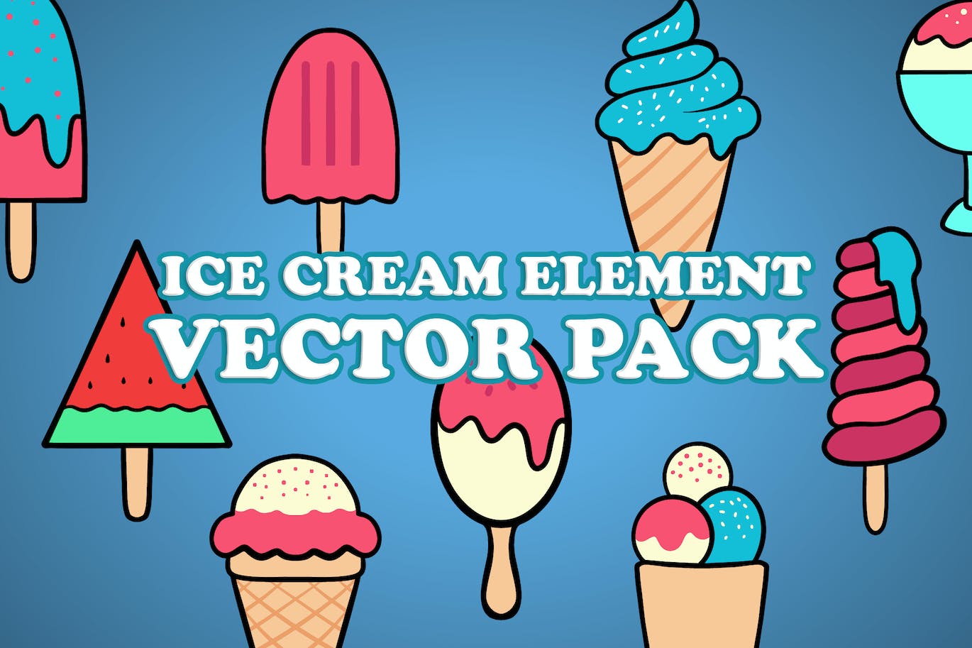 冰淇淋元素矢量插画 Ice Cream Element Vector Pack Illustration