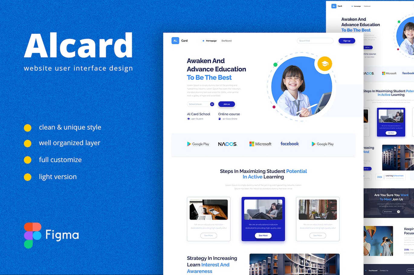 教育学习网站单页着陆页模板 Alcard – Learning Landing Page Template