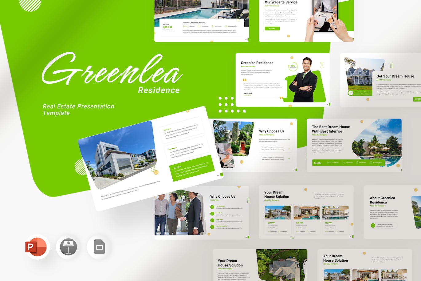 物业房地产营销演示文稿PPT模板 Greenlea Residence Template Powerpoint