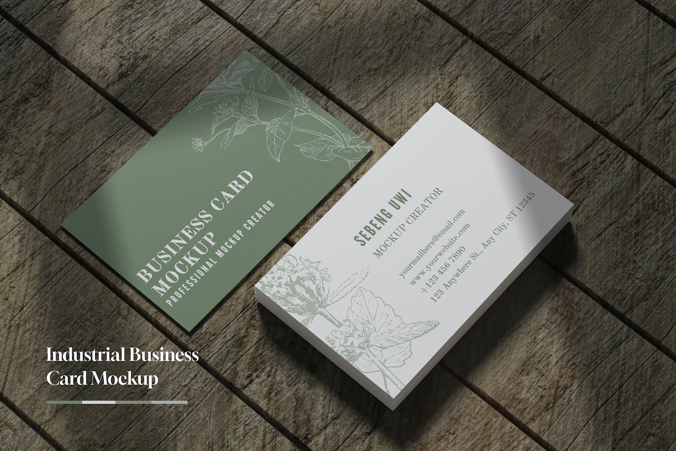 企业名片样机设计模板 Industrial Business Card Mockup