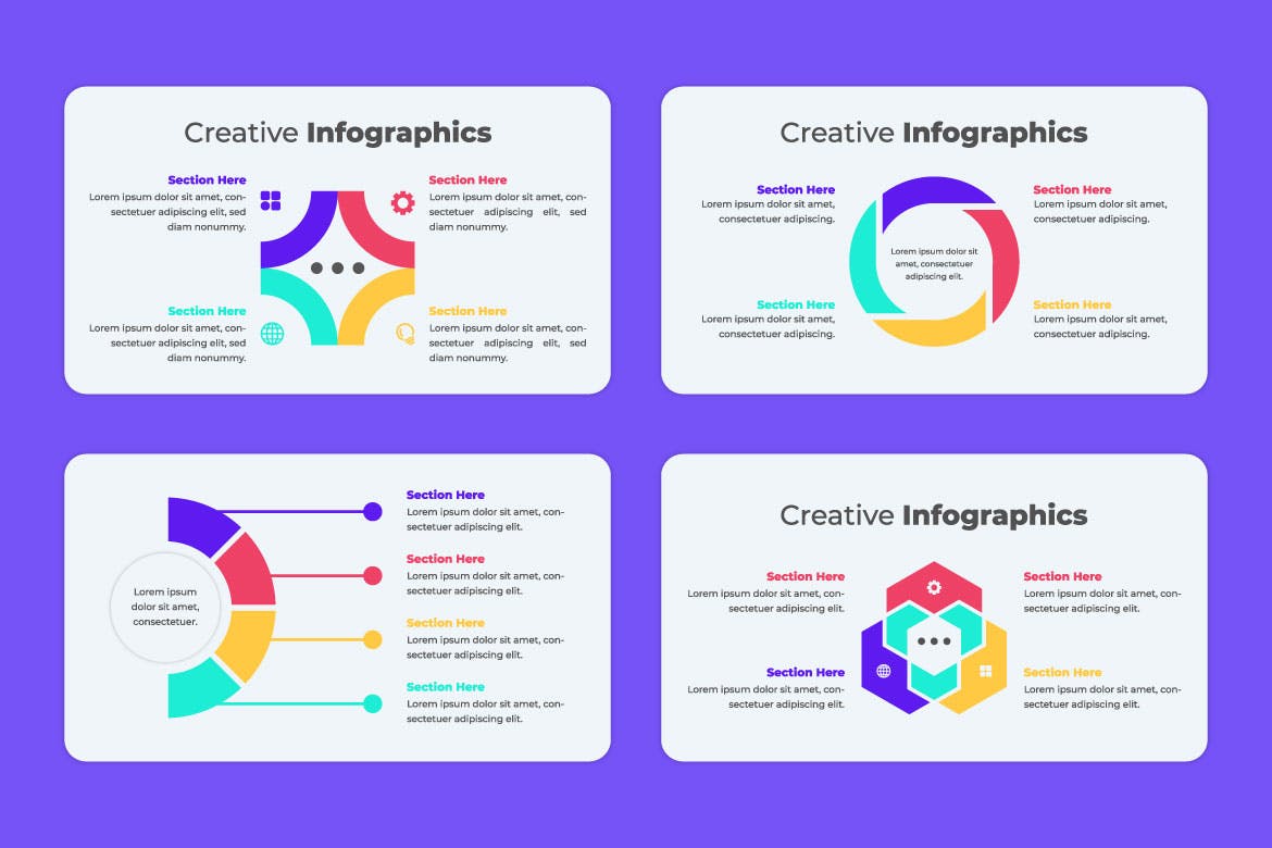 市场份额演示图表图形展示模板 Infographics Set